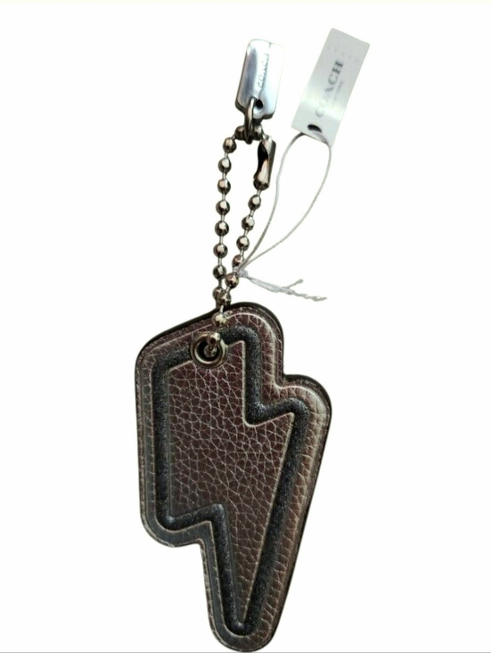 Coach Brown Metallic Leather Lightning Bolt Charm